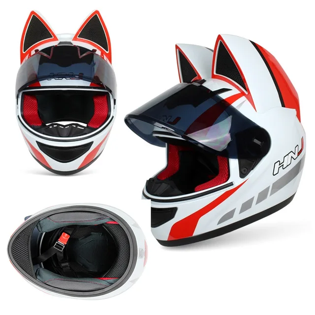 HNJ Motorcycle Helmet Casco Moto Off-road Helmet Removable Cat Ear Four Seasons Breathable Motocross Motorcycle Helmet Men Women 4