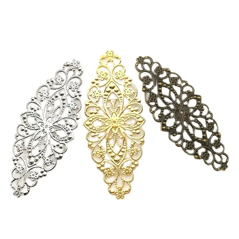 10 PCS Gold color/White K/Antique bronze Metal Filigree Flowers Slice Charms filigree findings diy accessories jewelery assembly | Украшения