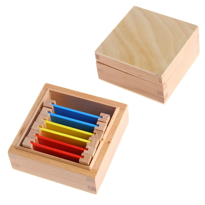 

1Pc Montessori Sensorial Material Learning Color Tablet Box Wood Preschool Toy Three Original Color Card: Red, Yellow, Blue