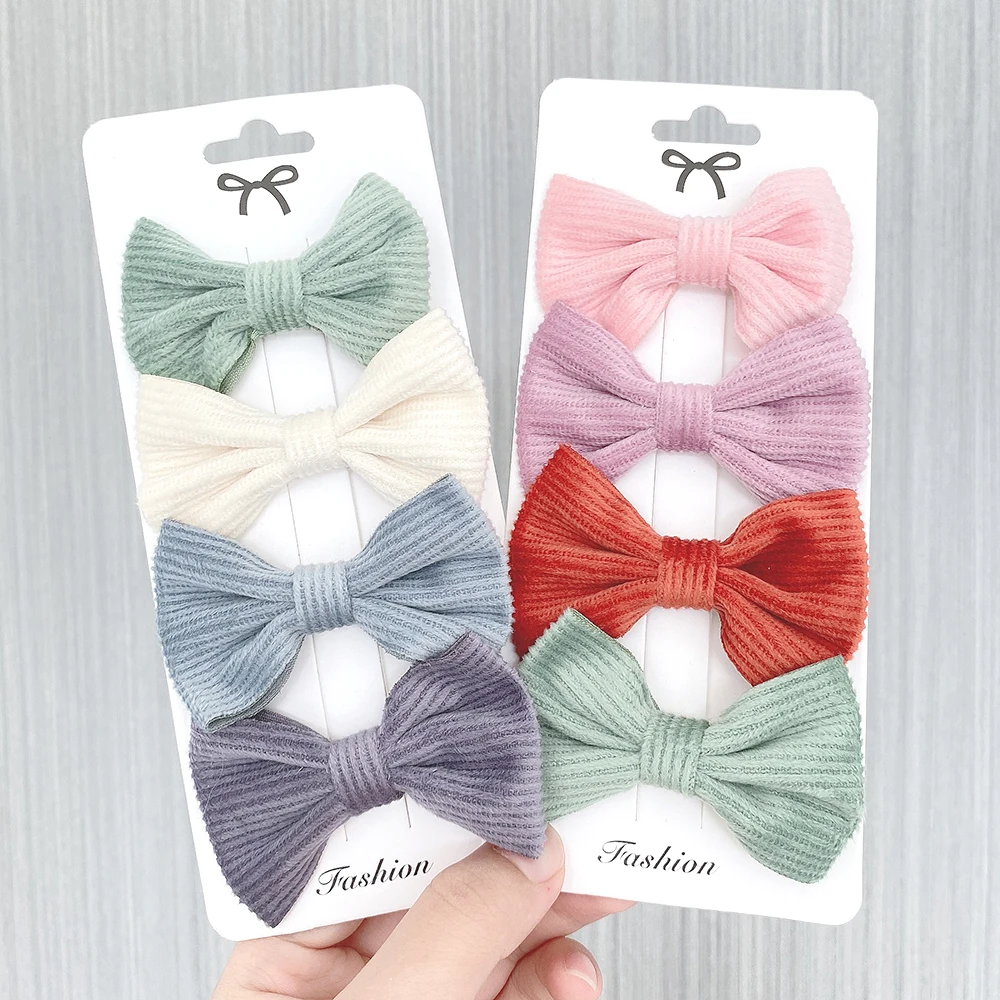 

Однотонные детские заколки для волос из хлопка, 4 шт./компл., 2,95 дюйма, аксессуары для волос