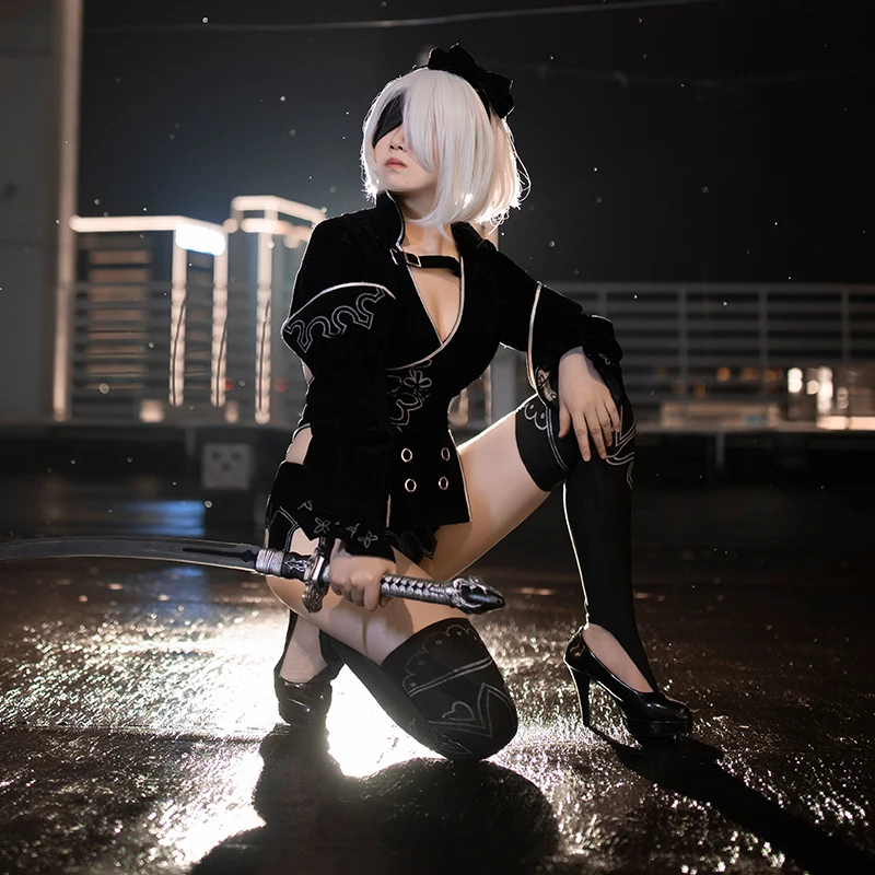 Игра NieR: Automata 2B Косплей Костюм YoRHa No. 2 Тип B Сексуальное Черное Платье Фэнси Костюм Женщины Для Хэллоуина Карнавала Униформа on.