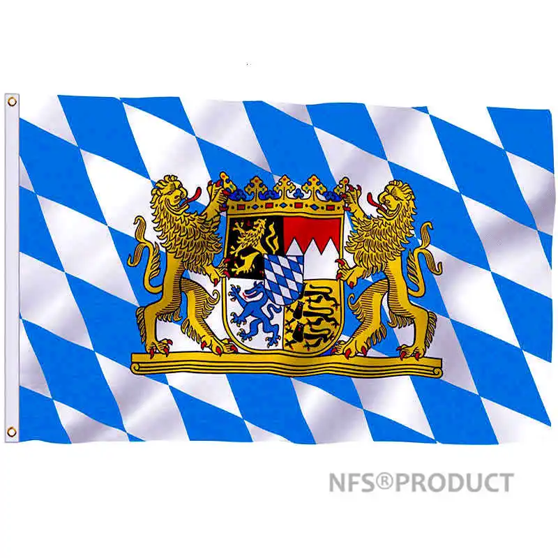 Немецкий флаг штата Бавария 90x150 см полиэстер эпонж Орлан с печатью Германии