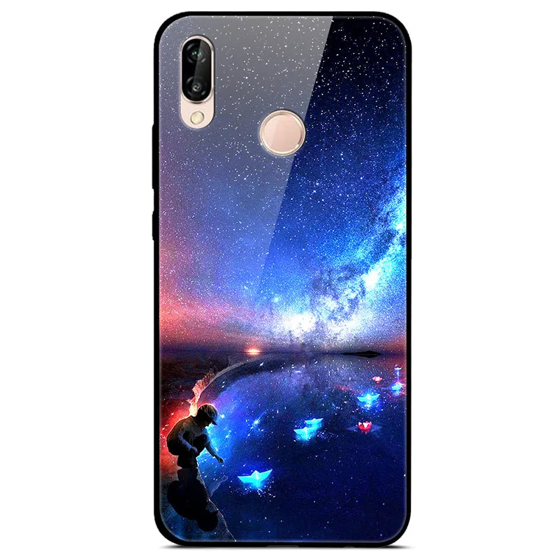 Закаленное стекло Чехол для Huawei P20 Lite Чехол Жесткий ПК Красочный чехол для Huawei P20 Pro Бампер Чехол для телефона P 20 P 20 Pro Lite Coque - Цвет: 18