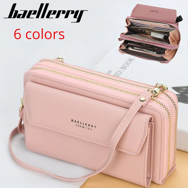 

Женский кошелек Baellerry, летняя Наплечная Сумка на двойной молнии, с карманами для сотового телефона, модные сумки через плечо