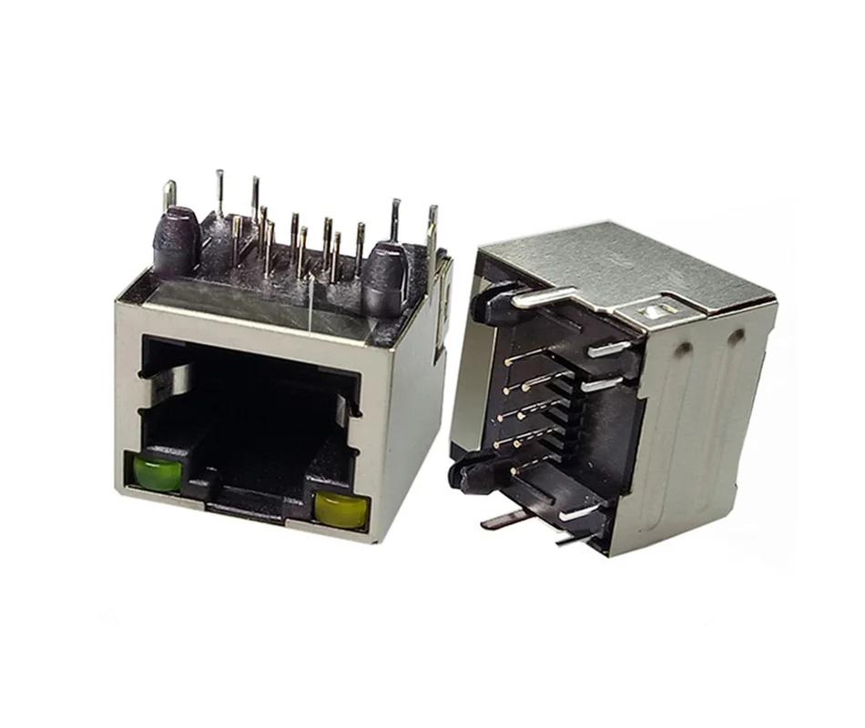 10 шт./лот 8P8C RJ45 PCB Панель Крепление разъем w/желтый зеленый светодиодный светильник один RJ45 Женский Разъем терминал для сети Ethernet