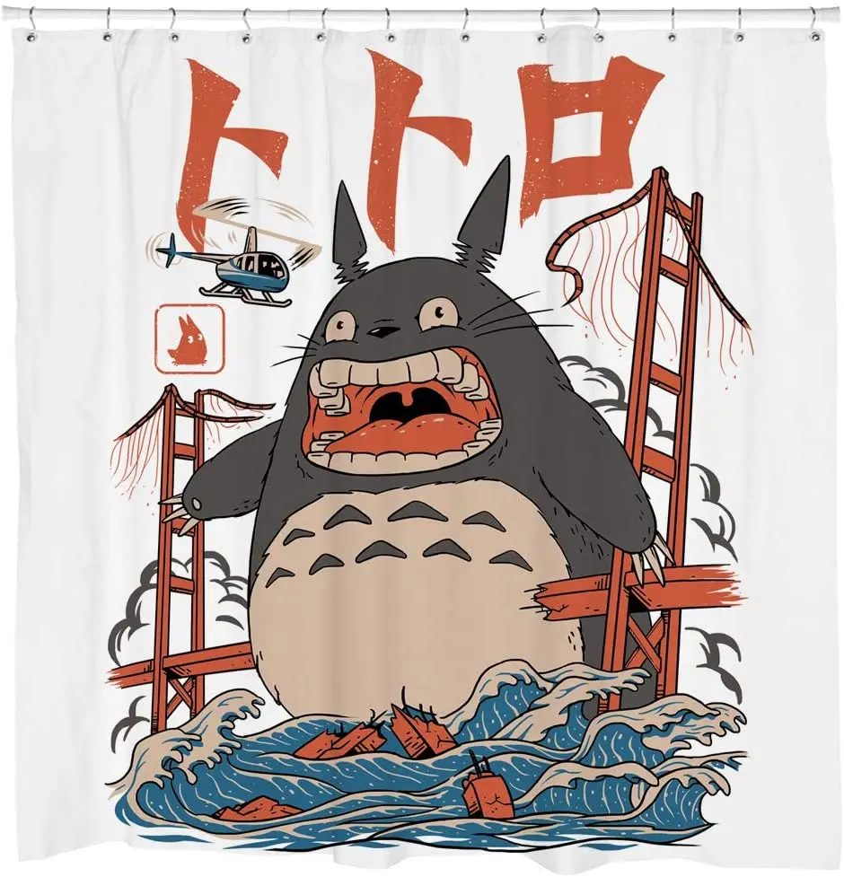 

Funny Anime Shower Curtain Set Monster California bathroom curtains Creative Printed Bathroom Decor Waterproof Shower Curtains