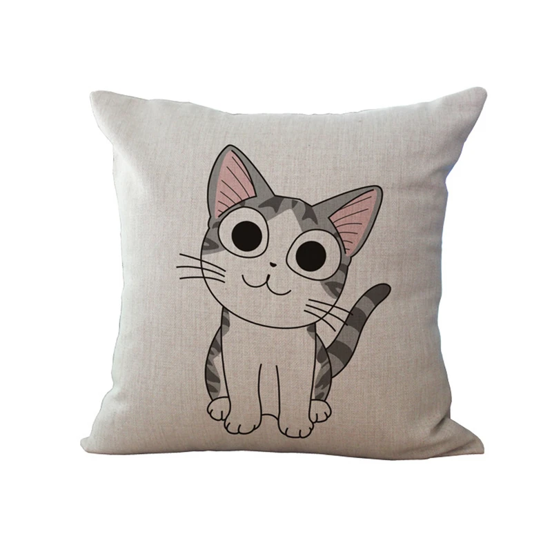 Новый милый кот Чехол для подушки с принтом квадратная 45 см * хлопковая наволочка