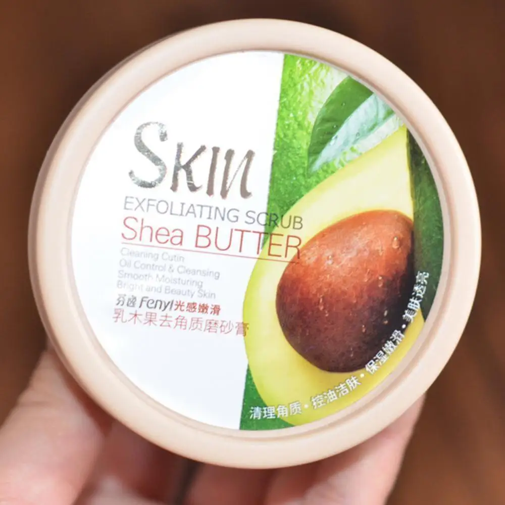 

100ml Body Scrub Shea Butter Exfoliating Gel Deep Cleansing Face Whitening Smooth Wash Brightening Treatment Pores Acne Avocado
