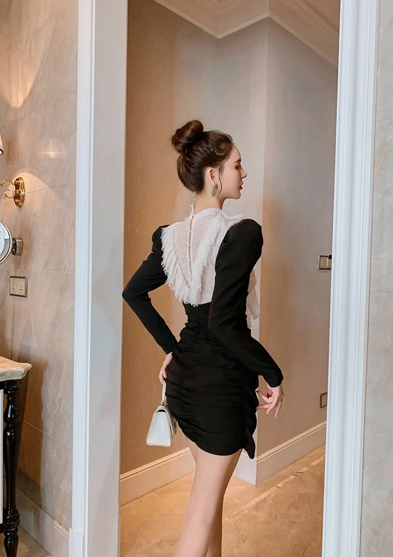 Дизайнерское Элегантное Черное мини-платье ZALady на шнуровке для женщин