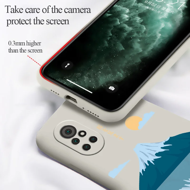 

Snow Mountain Sun Case For Huawei Nova8 8Pro 8SE Nova 7 7Pro 7SE 6 6se 5 5Pro 5Z 5I 5Ipro 5T 4 4E Liquid Silicone Cover