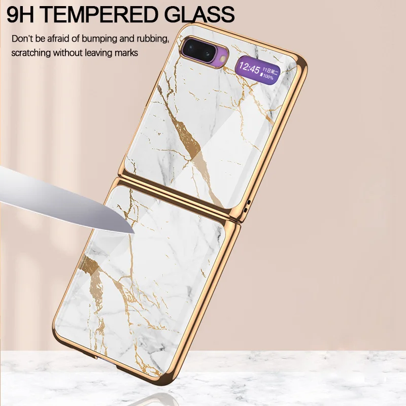 for samsung galaxy z flip case luxury plating tempered glass full protection shockproof back cover for samsung z flip 5g case free global shipping