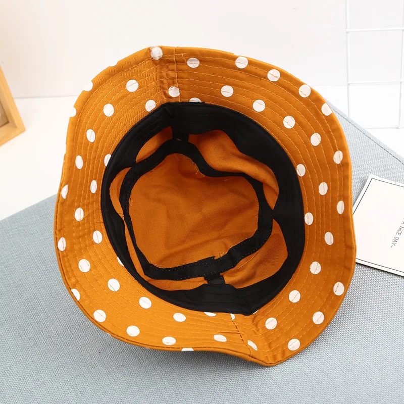 

new style dots printed Bucket Hat Fisherman Hat outdoor travel hat Sun Cap Hats for Children boys and girls 02