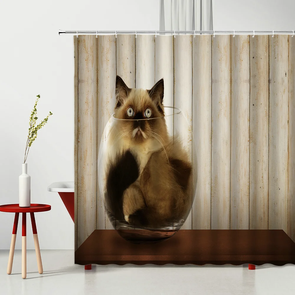 

Cute Shower Curtains Lovely Interesting Cat Bathtub Decoration Bathroom Screen Multiple Size Bath Curtain With Hooks