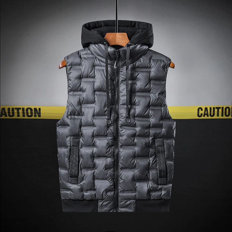 Puffer Jacket 2021 Fall Winter Men Clothing Brand Hooded Vest Jackets For Mens Style Quilted Coats Korea Fashion Plus Size Coat