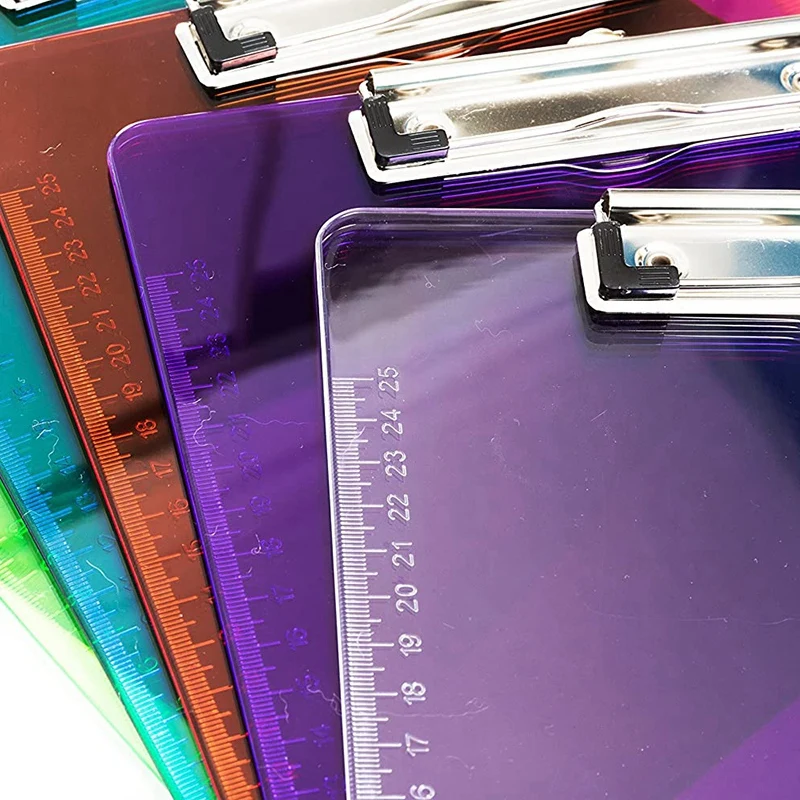 

6 Pieces A4 Random Color Transparent Plastic Low-Profile Clip Suitable for Office Plastic with Scale
