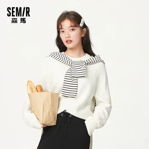 Женский свитер SEMIR, пуловер с круглым вырезом, рукав реглан, стретч-трикотаж, Новинка осени 2020, свободный, ленивый