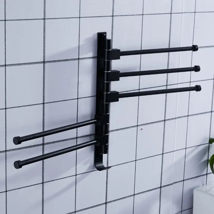 

3/4/5bars Bathroom Accessories Towel Holder Swivel Bars Bath Rack Rail Bathroom towel Rack Black rotatable revolvable towel rack