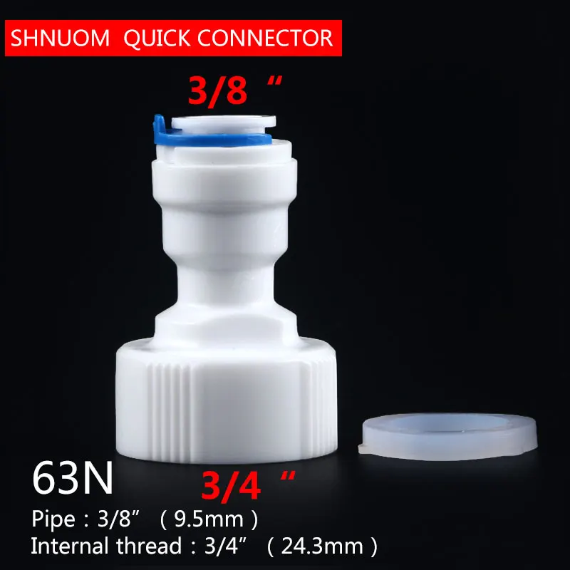 

internal thread 3/4" X 3/8" OD Tube TO Water Reverse Osmosis Aquarium System 63N diameter 24MM Straight Union Connector Fitting