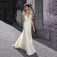 lorie lace mermaid wedding dresses sexy sleeveless appliqued 2020 mermaid illusion bridal gown vestido de voiva