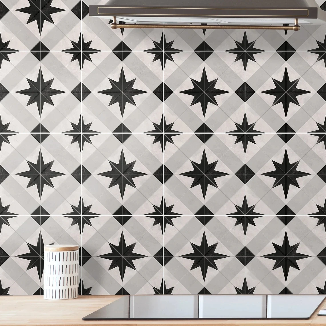 

Black Tile Stickers Wall Stairs peel and stick floor tile Removable Kitchen Bathroom Decal Kitchen Backsplash 10pcs