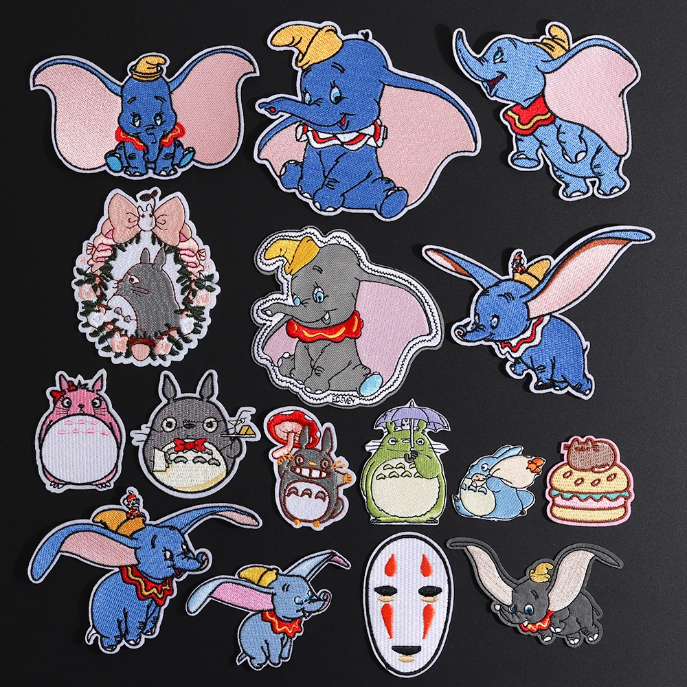 Мультфильм Dumbo нашивки со слонами клеящиеся утюгом украшения Мой сосед Тоторо ткань аппликации 3D Diy милое крыло свободы не лицо значки