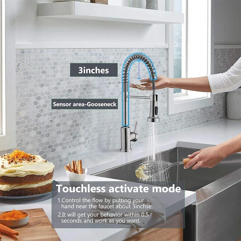 

Touchless Kitchen Faucet with Pull Down Sprayer Touches on Activation Kitchen Sink Faucets Smart Sink Faucets FAS6
