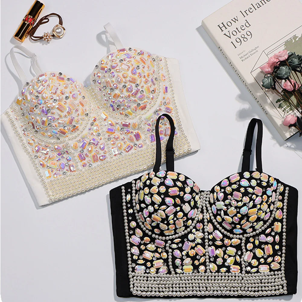 

Летний новый женский корсет, сексуальный модный однотонный универсальный корсет, облегающий грудь с бриллиантами, маленький жилет, женский...