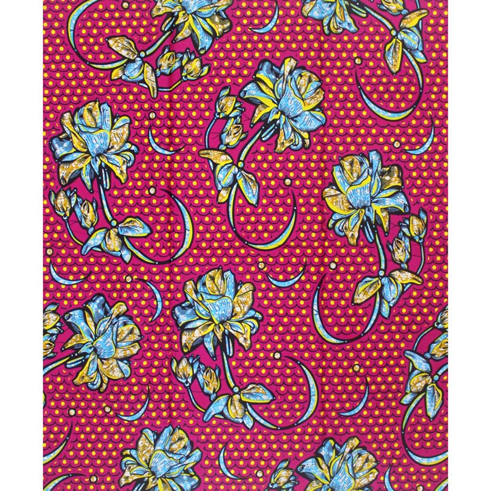 

Latest Red Floral Real African Wax Ankara Fabrics 6yards YBGSW-83