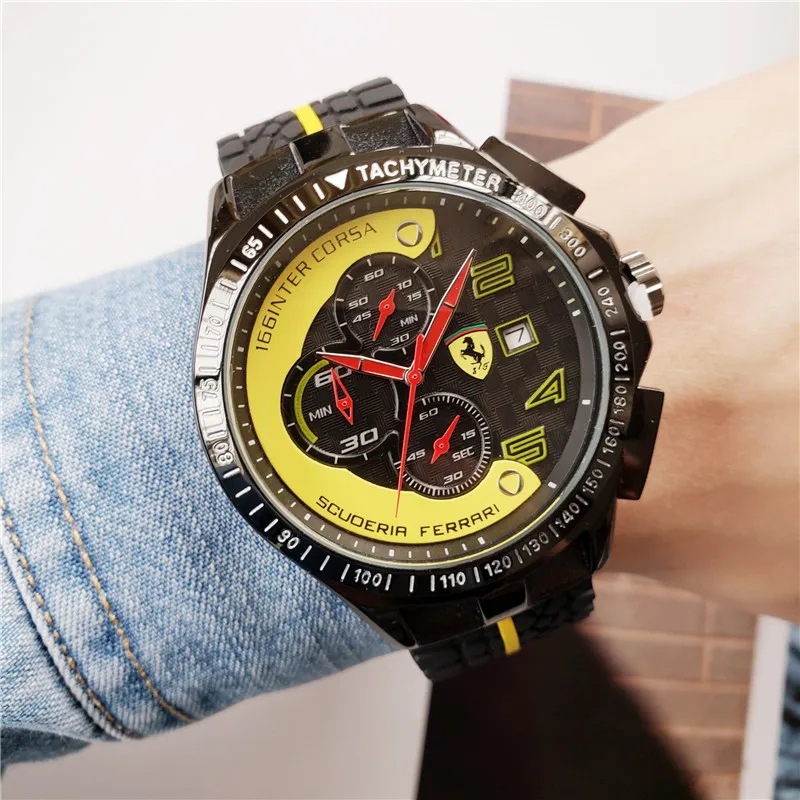 

AAA luxury watch Ferrari watch quartz movement Silicone strap All subdial working relojes para hombres relojes watch for men