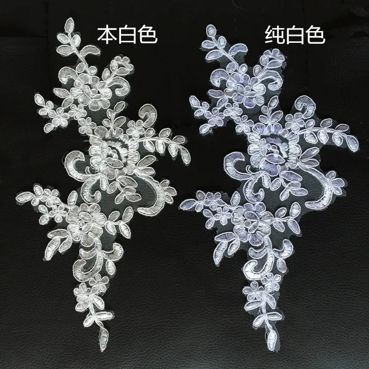 1 пара кружевных патчей для одежды вышивка цветок аппликация нашивки свадебные