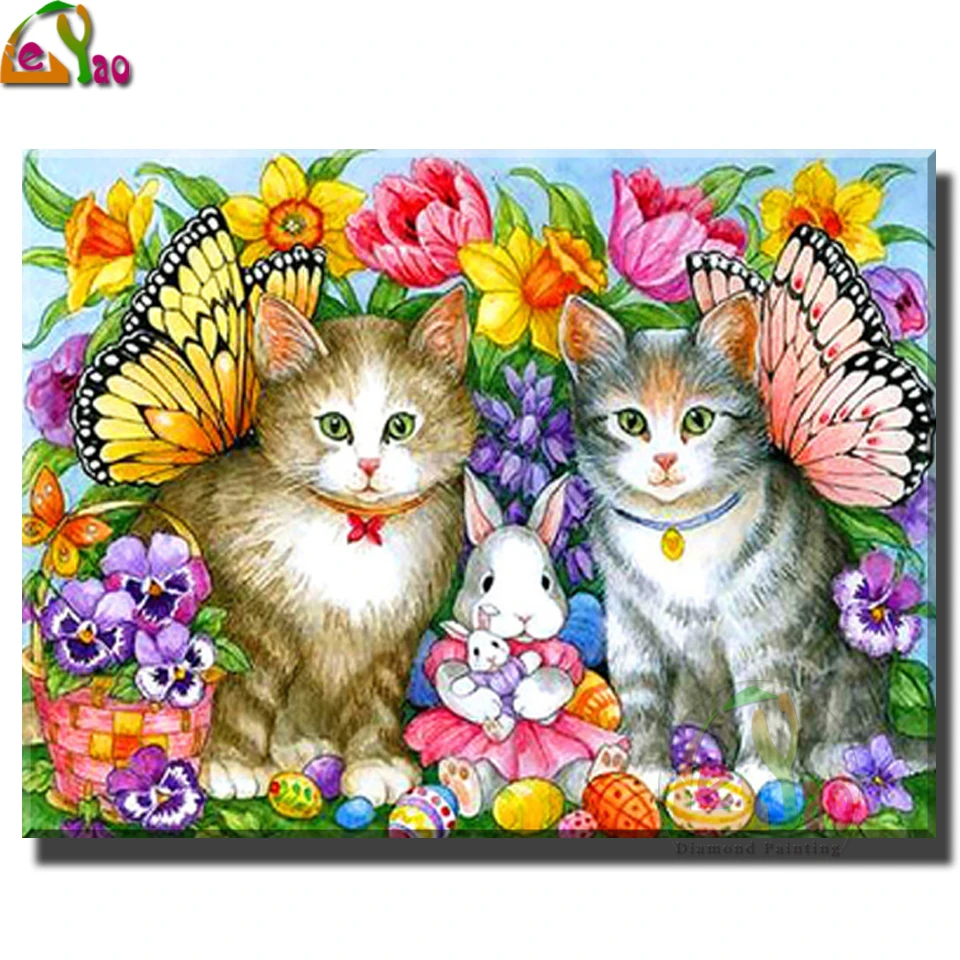 

Алмазная живопись 5D «сделай сам», вышивка крестиком в виде кошки, полный комплект с изображением стразы, мозаичное украшение для дома