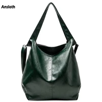 ansloth soft leather handbags luxury big women bags large capacity hand bag for female tote bag brand casual shoulder bag hps884