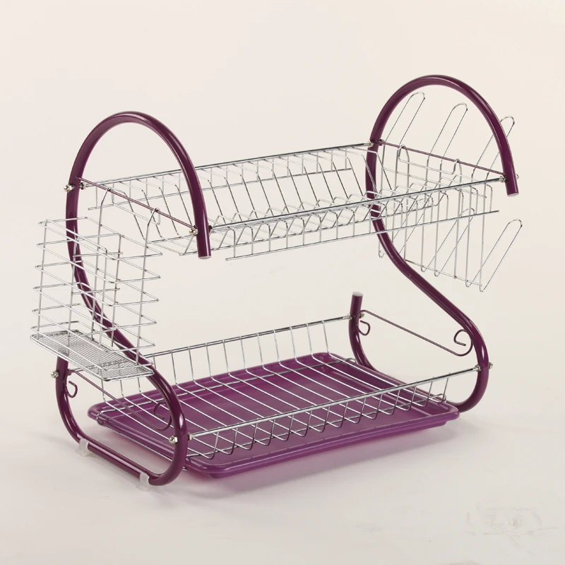 Двухуровневая полка для посуды из нержавеющей стали сливная доска сушилка