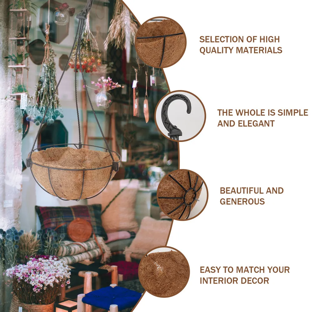 

2 Sets Balcony Hanging Flowerpots Vertical Plant Pots for Gardening (Brown)