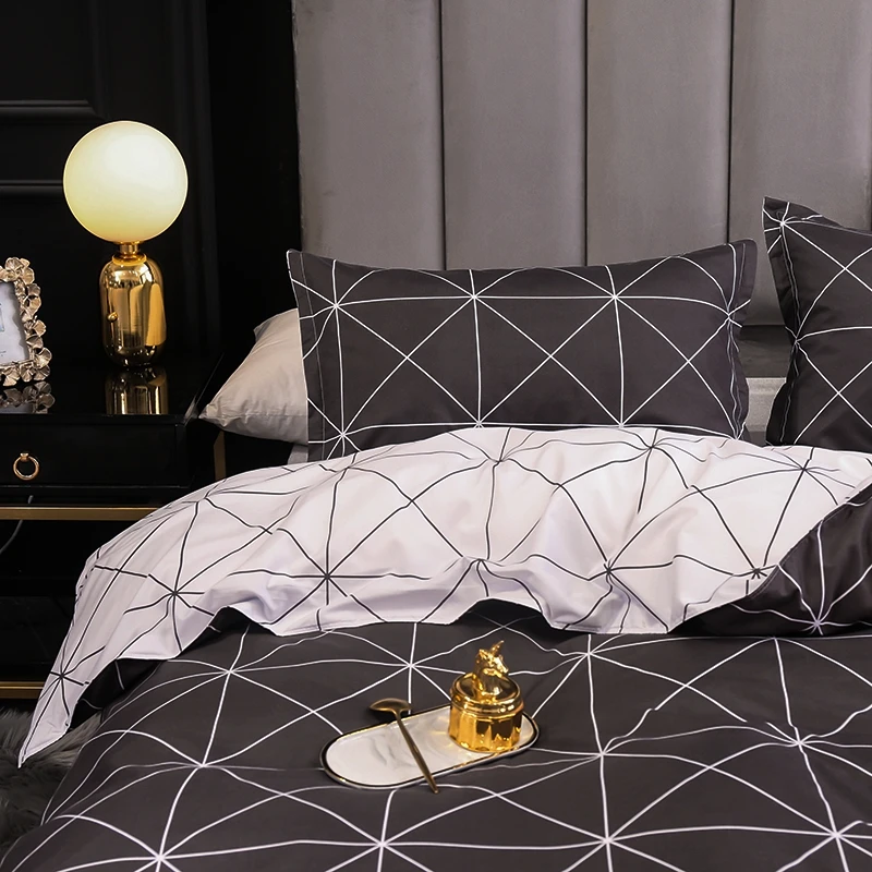 Набор пододеяльников в клетку с перьями простое постельное белье скандинавский