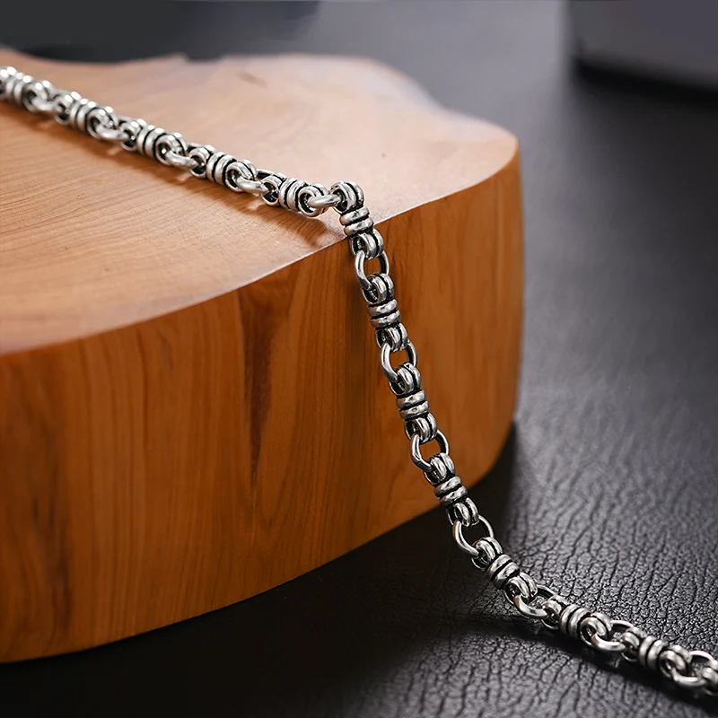 ZABRA 925 стерлингового серебра винтажный браслет Rolo для мужчин и женщин Таиланд