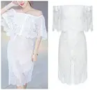 Женские сексуальные платья, кружевное прозрачное пляжное платье с открытыми плечами, сарафан белого цвета NH358