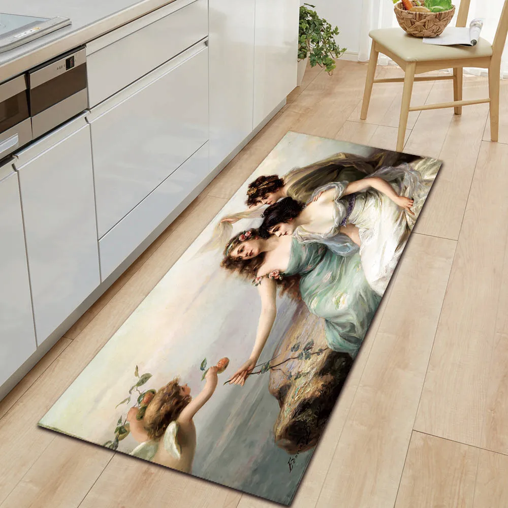 

Oil Painting Carpet Art Entry Kitchen Floor Mats Bedroom Non-Slip Living Room Decoration Rugs Household Doormat