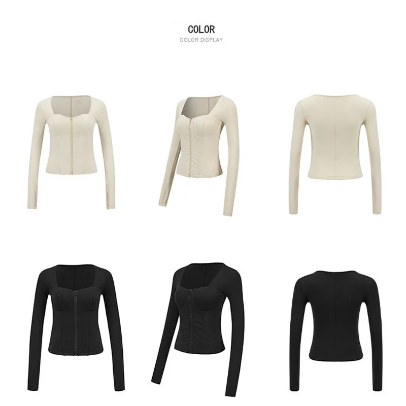 Женский спортивный топ высокоэластичная спортивная куртка на молнии для улицы