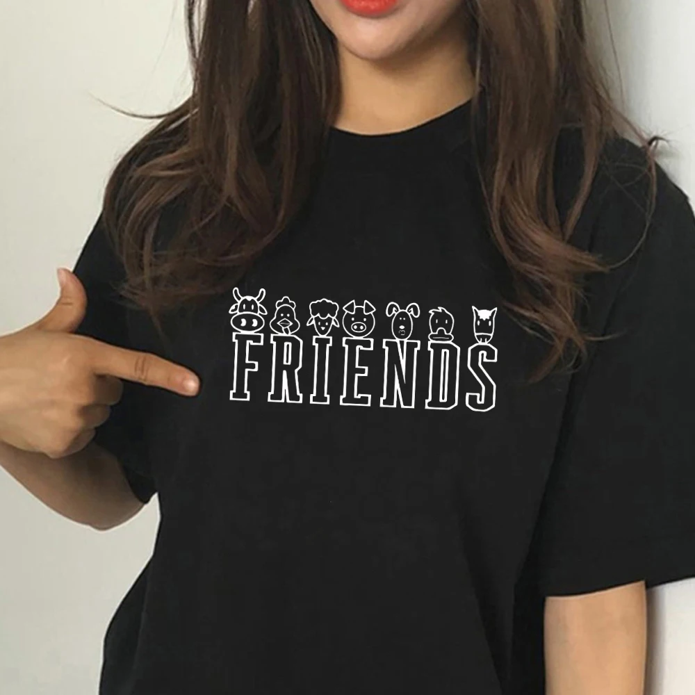 

Most Of My Friends Are Animals letter print cotton T shirt for women Funny Tee summer tops Hipster Tumblr Cozy tops drop ship