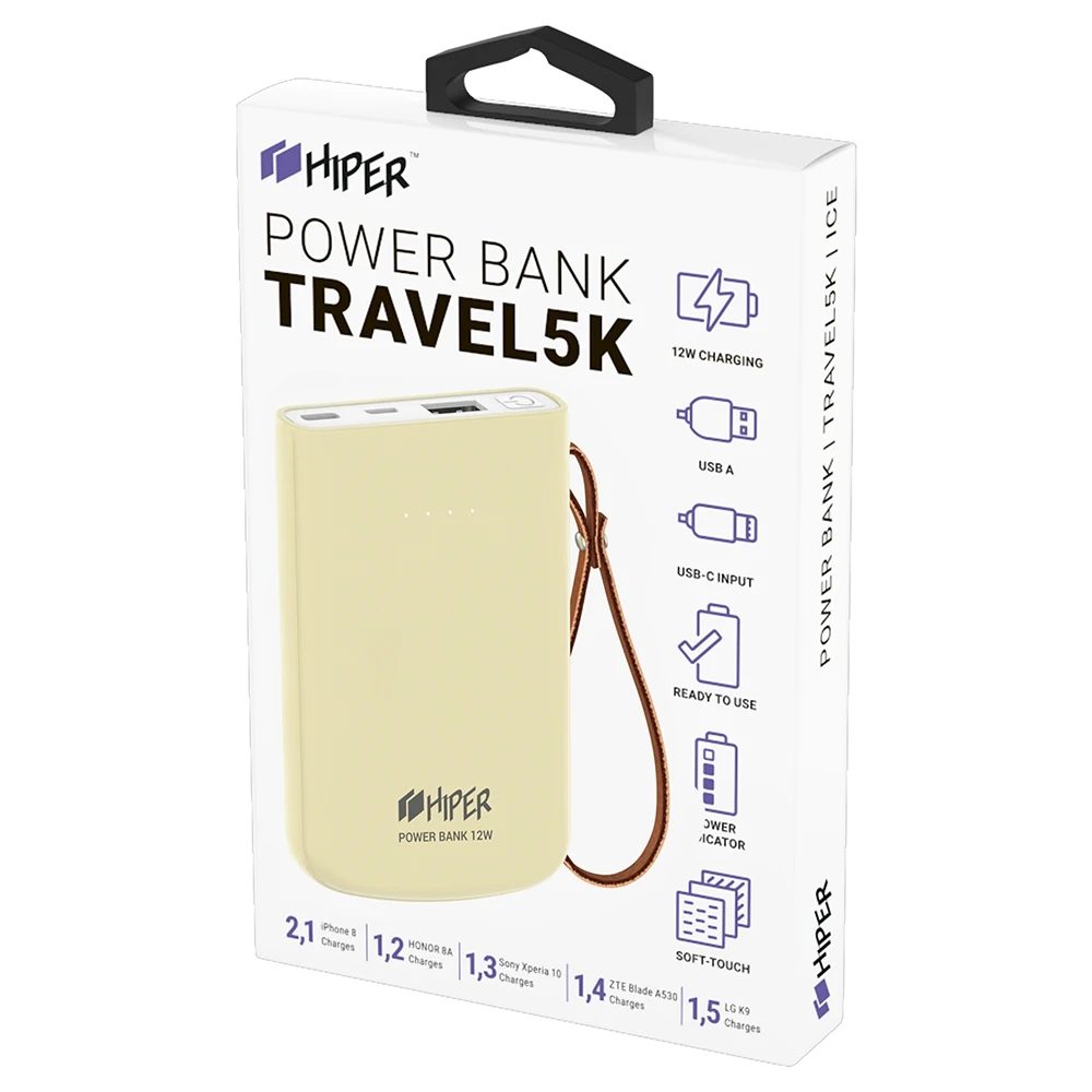Внешний аккумулятор HIPER Travel5k Lemon 5000 мАч|Внешние аккумуляторы| |