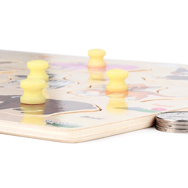 

50LE Educational Wooden Cartoon Animals Numbers Puzzle Gift for Children Above 3 Year Old Montessori Wooden Puzzle