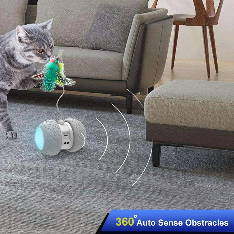 

Smart Interactive Cat Toy Lrregular Rotating Mode Toy Cats Funny Pet Game Electronic Cat Toy LED Light Feather Toys Kitty Balls