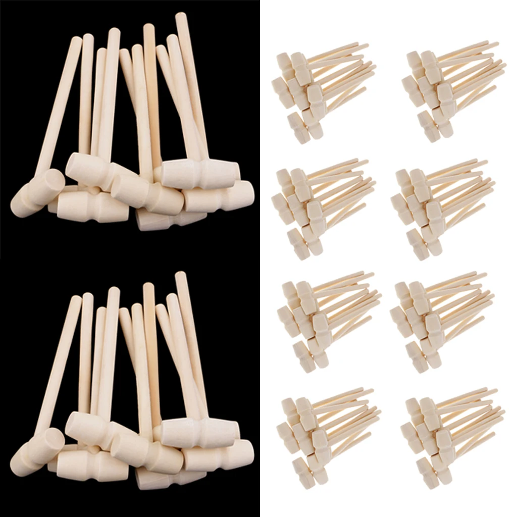

100 Pcs Natural Wooden Hammer Mallet for Playing House Supplies Mini Jewelry Tool