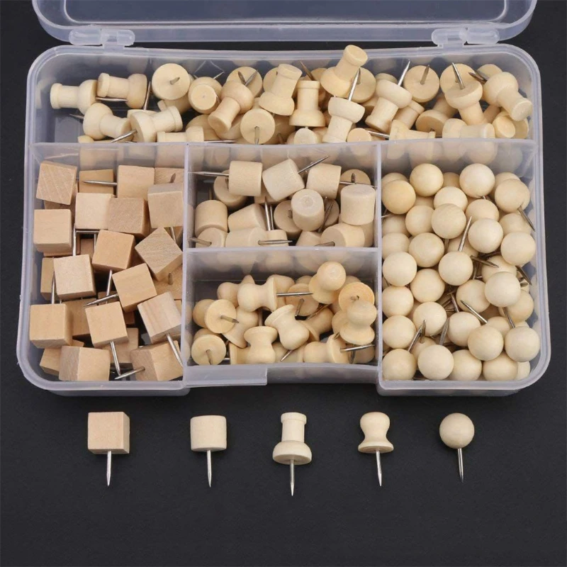 

Набор из 180 шт. декоративных зажимов для большого пальца для пробковой доски, классические деревянные зажимы для большого пальца, набор зажи...