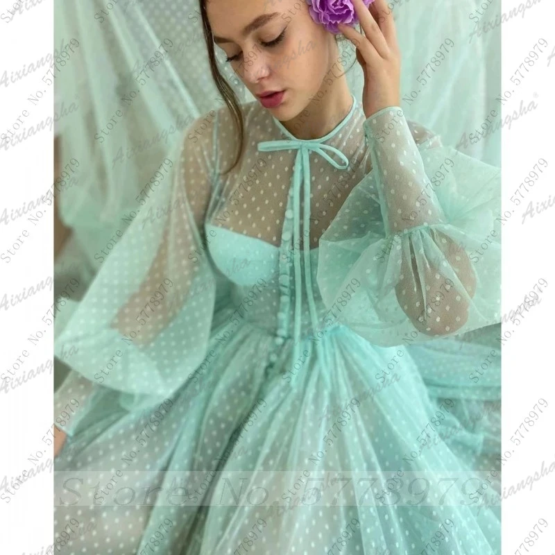 Aixiangsha милые мятно-зеленые платья для выпускного вечера волнистое Тюлевое платье