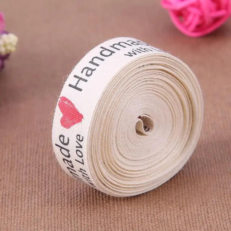 

Creative 5 Yard Handmade Cotton Love Ribbon Clothing Tape Label DIY Handmade Bowknot Sewing Accessories Home Decoration Hot