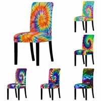 colourful ink painting dining chair covers stretch removable chair case slip wedding banquet home decor ethnic style seat case