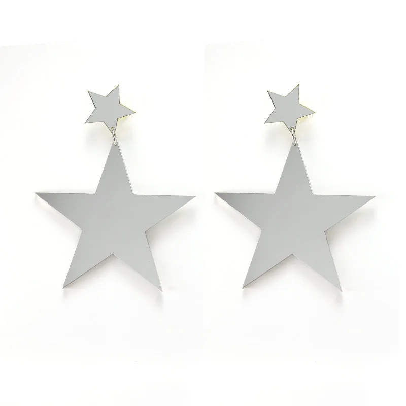 

Comiya Fashion arcylic gold sliver mirror punk big star punk geometry Dangle Earring Jewelry Brincos Earrings Orecchini bijoux