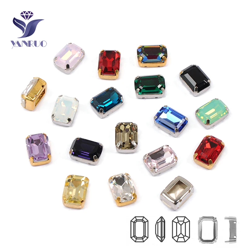 YANRUO 4610 Octagon K9 Crystal Sewing On Rhinestones Needlework Strass Crystal For Craft Diamond Frame Claws Jewelry